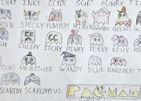 Drawing of pacman with names underneath