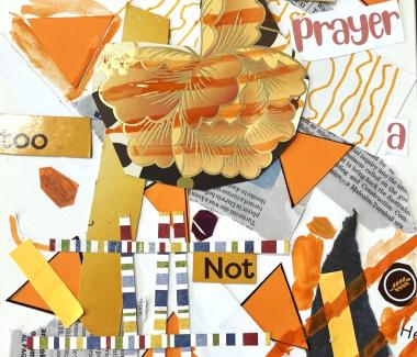 Collage of bright pieces of orange paper