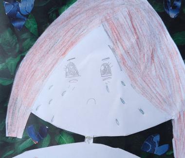 Drawing of a girl with red hair