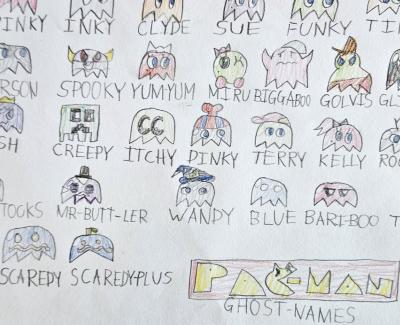 Drawing of pacman with names underneath