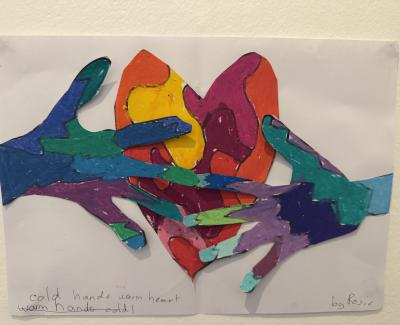 Artwork of hands reaching over a heart