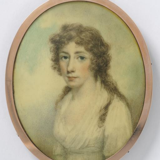 Painting of a woman in a white dress