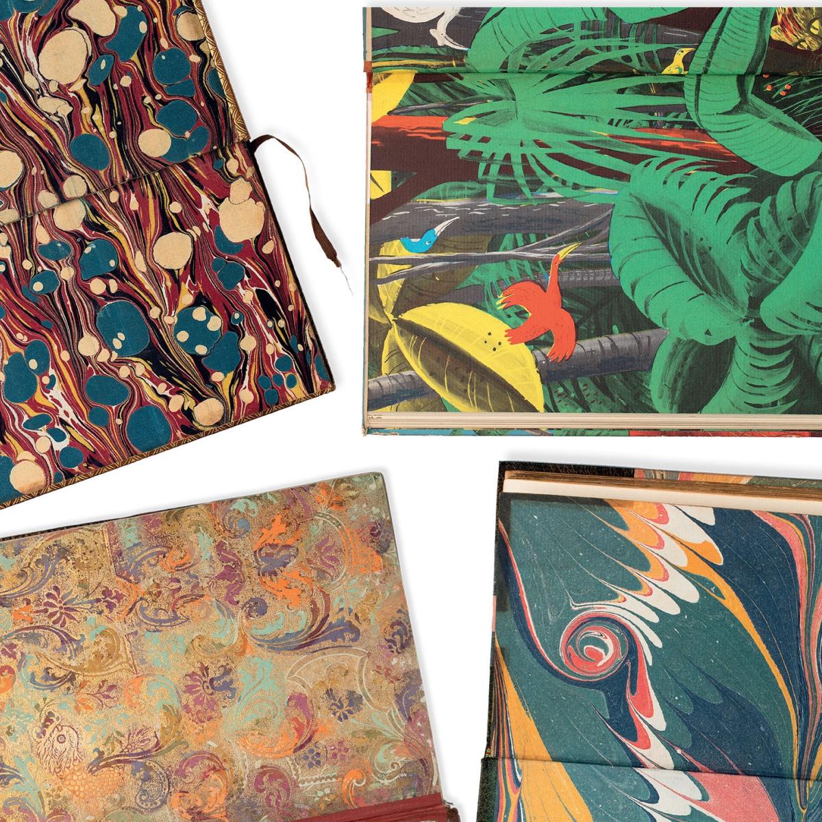 Several books with colorful designs